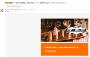 Hoe koop ik worstenbrood online order bevestiging